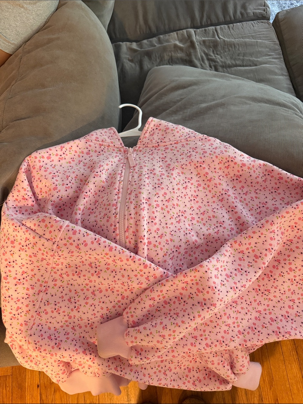 Women's Pink Floral Zip-Front Puffer Jacket